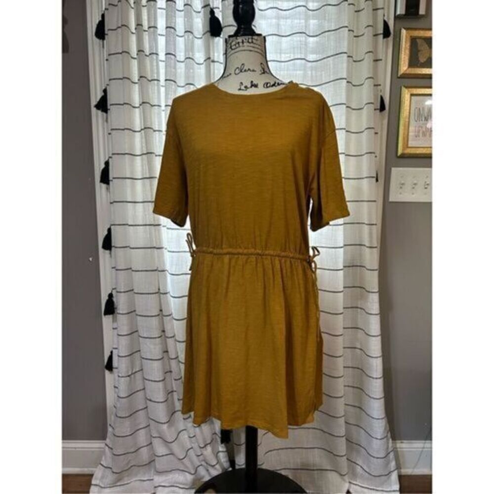 Old Navy Women's L Cotton Dress A-Line Mustard Yellow Jersey T-Shirt Material